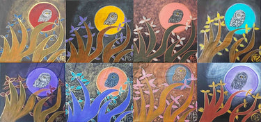 Night Owl Contemporary Aboriginal Art Original Painting by Mirree